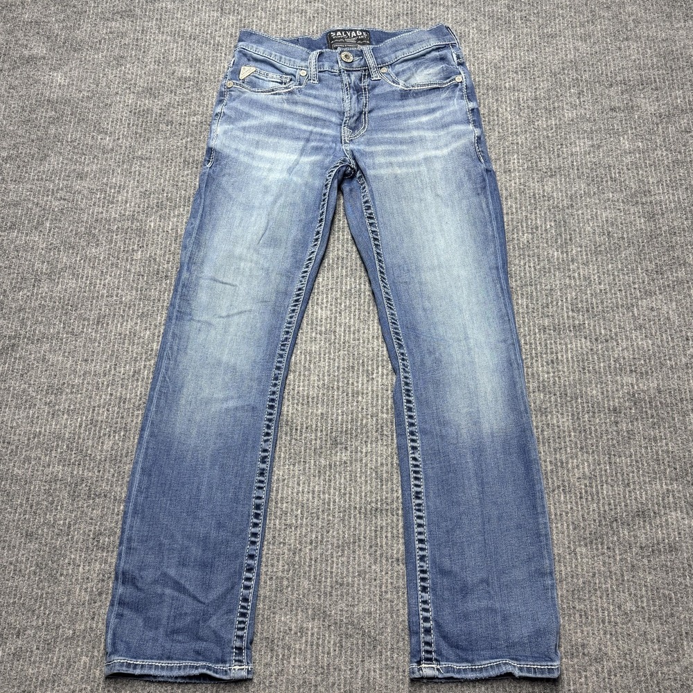 Salvage Supply Co Mayhem Straight Jeans Mens 29x30 Blue Stretch Denim Buckle
